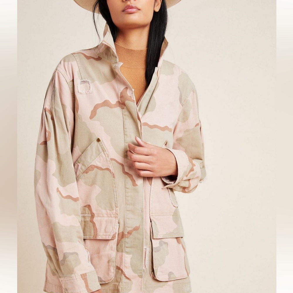 Anthropologie pink tone camouflage Xs jacket